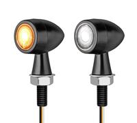 Justech 2PCS Mini Intermitentes de Moto Homologado E-Mark E24,12V LED Luz de Advertencia,Luz de Freno,Impermeable IP65 Universal para M8 Motos Scooters(Ámbar+Blanco)