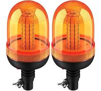 Justech 2PCs Rotativo Luz LED Ámbar R65 E9 80LEDs Luz de Emergencia 12V-24V Impermeable IP56 3 Modos de Flash Faro Intermitente de Advertencia para Caravana Camión Tractor