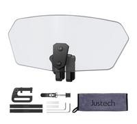 Justech Parabrisas para Moto,Alerón de Extensión Parabrisas del Viento con Clip Ajustable Parabrisas Alerón Extensor Deflector Universal para Moto - Ahumado,Soporte Negro