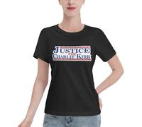 Justice for Charlie Kirk T-Shirt for Women Crew Neck Short Sleeve Cotton T-Shirts Black XL