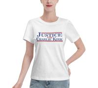 Justice for Charlie Kirk T-Shirt for Women Crew Neck Short Sleeve Cotton T-Shirts White L