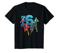 Justice League 6th Birthday Super Heroes I'm 6 Camiseta, Niños, Negro, 12 años