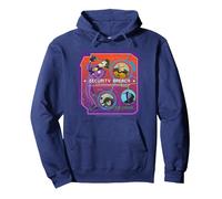Justice League Action: Animated Series Security Breach Sudadera con Capucha, Unisex para Adultos, Azul Marino, L