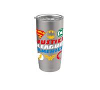 Justice League Pixel Logos T Shirt Vaso térmico de acero inoxidable de doble pared