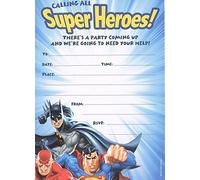 Justice League Tarjeta de invitación a fiesta con diseño de Batman, Superman y Flash, con texto en inglés (10 unidades)