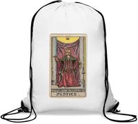 Justice Tarot Card Art Logo - Saco de gimnasio informal con cordón, color blanco, White, Talla única