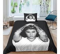 Justin Bieber Funda De Edredón 3D Impresión para Dormitorio Funda Nórdica Microfibra Y Funda De Almohada con Cremallera Juego De Cama 2 Piezas Single(135x200cm)