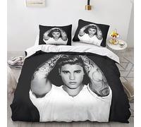 Justin Bieber Funda Nórdica para Dormitorio Funda De Edredón 3D Impresión Y Funda De Almohada Microfibra con Cremallera Juego De Cama 3 Piezas Double(200x200cm)