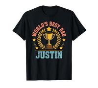 Justin World'S Best Dad Día del Padre Cumpleaños Camiseta