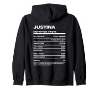 Justina Datos de Nutrición Nombre Gracioso Sudadera con Capucha