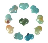 Justinstones Natural Amazonite Gemstone Healing Crystal 1 inch Mini Puffy Heart Pocket Stone Iron Gift Box (Pack of 10)