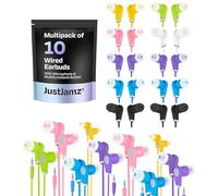 JustJamz® Basic | 10 Unidades | 3,5 mm estéreo in-Ear Earphones | Bulk Earbuds | Disposable Headphones Wholesale | Multi-Color Earphones for Schools, Kids, Classrooms & Libraries
