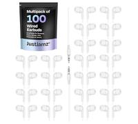 JustJamz Paquete de 100 Auriculares a Granel, Auriculares intraurales básicos, Color Blanco Perla, Auriculares Desechables
