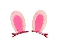 JustMyDress Diadema de conejo de Pascua para bebé con orejas de conejo con purpurina para regalo de Pascua JHE06 (pinzas para el pelo, orejas rosas)