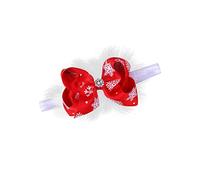 JustMyDress Diadema de copo de nieve de Navidad con lazo rojo para el pelo para bebés y niñas, accesorios para el cabello JHC21 (lazo rojo ciruela)