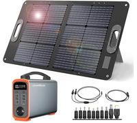JustNow Estación de energía portátil de 240 W/240 Wh con panel solar plegable de 60 W, batería LiFePo4, almacenamiento de corriente móvil con salida AC/DC/USB, generador solar para camping, caravanas,