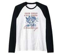 Justo aquí para el ambiente occidental de los Cowboys Camiseta Manga Raglan