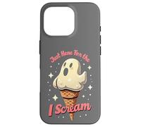 Justo aquí para el I-Scream, Juego de palabras fantasma de Halloween Carcasa para iPhone 16 Pro