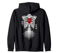 Justo aquí para The Vibe: Skeleton Heart Roots Sudadera con Capucha