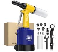 JUSTOOL Remachadora Neumática con 5 Boquillas 2.4mm,3.2mm,4.0mm,4.8mm,6.4mm,1780KGF Pistola de Remachadora Hidraulica Autocebante para la Unión de Materiales