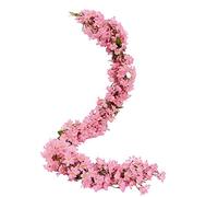 JUSTOYOU 2pcs 5.7FT Artificial Sakura Flor de Cerezo Flores Colgantes Vid Falsa Corona Oriental decoración de Boda para Fiesta en casa（Rosado）