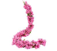JUSTOYOU 2pcs 5.7FT Artificial Sakura Flor de Cerezo Flores Colgantes Vid Falsa Corona Oriental decoración de Boda para Fiesta en casa (Rosa roja)