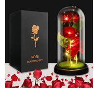 JUSTOYOU Regalos de rosas para mujeres, madres, regalos para esposa, regalo de rosas artificiales coloridas para mujeres, para siempre en cúpula de cristal, flor de rosa arcoíris para cumpleaños