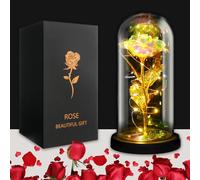 JUSTOYOU Regalos de rosas para mujeres, madres, regalos para esposa, regalo de rosas artificiales coloridas para mujeres, para siempre en cúpula de cristal, flor de rosa arcoíris para cumpleaños
