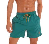 JustSun Bañador Hombre Corto Surferos Secado Rápido Traje Shorts de Baño Playa Natacion Surf Hombre Piscina Cielo Pasto Verde XL