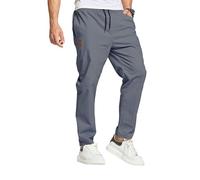 JustSun Pantalones Cargo Chinos para Hombre, Pantalones Casuales, Cintura elástica con cordón, Mezclilla Azul, XXXL