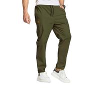 JustSun Pantalones Chinos para Hombre, Pantalones Casuales, Cintura elástica con cordón, Verde Militar., L