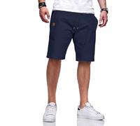 JustSun Pantalones cortos para hombre, pantalones cortos de verano para hombre, pantalones chinos de algodón, cintura elástica con cordón, azul, 3XL