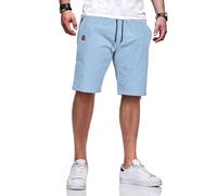 JustSun Pantalones cortos para hombre, pantalones cortos de verano para hombre, pantalones chinos de algodón, cintura elástica con cordón, azul claro, 3XL