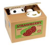 Justup Hucha de gato, lindo gato hucha hucha robo hucha ahorrar dinero recoger hucha regalos para niños (fresa)