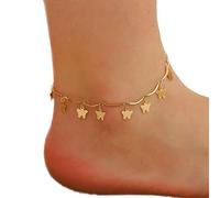 JUSTUSNX Anklet ajustmariposa colgante tobipulsera Beach Summer Foot cadena de joyería para mujeres y niñas (A)