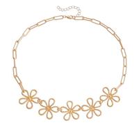 JUSTUSNX Collares de oro para mujer, gargantilla de flores, collar de cadena delicada para mujeres y niñas, talla única, Acero aleado