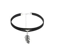 JUSTUSNX Gargantilla con colgante de cuerno de media luna gótico negro, accesorios de Halloween para mujeres y niñas (B)