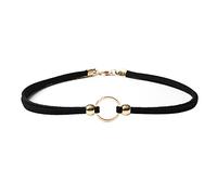 JUSTUSNX Gargantilla negra de metal, collar de círculo de metal, collar de terciopelo gótico vintage, accesorios de Halloween para mujeres y niñas (A)