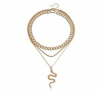 JUSTUSNX Juego de 3 collares dorados apilables, gargantilla apilada, delicada cadena con colgante de serpiente, para mujeres y niñas, talla única, Acero aleado