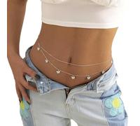 JUSTUSNX mariposa colgante cadena de cintura cadena de vientre en capas cadena de vientre Sexy cadena de estómago accesorios de joyería de cuerpo para mujeres y niñas (B)