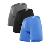 JustWears Boxer Briefs with Pouch - Pack of 3 | Anti Chafing No Ride Up Organic Underwear for Men | Perfect for Everyday Wear or Sports Like Walking, Cycling & Running