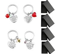 JustYit 4 Piezas Llaveros para Profesores Llavero de Cumpleaños de Acero Inoxidable Llaveros de Agradecimiento para Profesores para Maestros, Directores, Guardería, Jubilación, Regalos