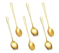 JustYit 6 PCS Cubiertos De Acero Inoxidable para Ensalada Cubiertos para Ensalada Dorado Cuchara De Acero Inoxidable Y Tenedor De Ensalada De Acero Inoxidable para el hogar, Camping, Restaurante
