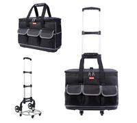 Justzon Bolsa de herramientas rodante con ruedas, carrito de aleación de aluminio para electricista y HVAC