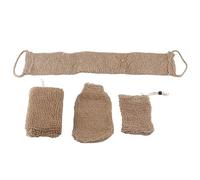 Jute Exfoliating Back Scrubber Kit, Jute Skin Scrubber with Concave Convex Surface, Exfoliating Bath Glove and Sponge Set for Shower Spa Use Including Storage Bag