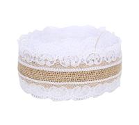 Jute Lace Roll 10m DIY | Jute with White Lace for Wedding/Birthday/Party Decoration | Vintage Craft Ribbon for Clothing & Home Decor