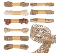 Jute Ribbon - 9 Rolls Rope Lace Wedding Trim | Vintage Jute Ribbons for Holiday, Festival, Party, Home, Wreath, Garland, Sewing, Wrapping, Craft Projects, DIY Decorations
