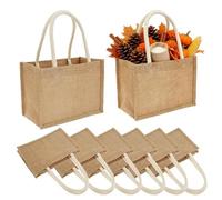 Jute Shopping Bags - 8 Pack 9.06x4.33x6.3in, Large Capacity Jute Carry Bags