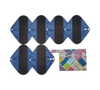 JUTESK Paño lavable y ajustable de 21 cm y mini bolsa húmeda (fibra de carbón de bambú) (paquete de 7) (campo de cordón y azul brillante)