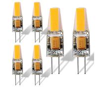 JUTHREE Bombilla LED G4, 6W 12V AC/DC 600LM Equivalente de Bombillas Halógena de 60W,Lámpara LED G4 Base Bi-Pin,Tipo JC,Ahorro de Energía,No Regulable,Sin Zumbido,Paquete de 6(Blanco Caliente)